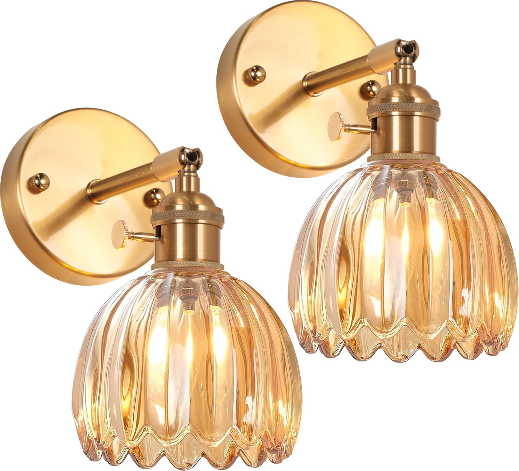 Lot de 2 Appliques Murales Intérieurs Lampes murales en Verre Industrielles