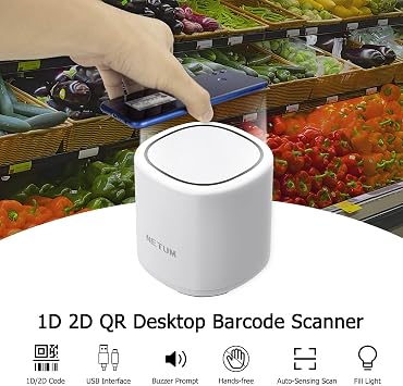 NETUM Mobile Payment QR Code Scanner Desktop, USB Wired 2D Barcode Scanner Plug and Play for Supermarket Store NT-5090