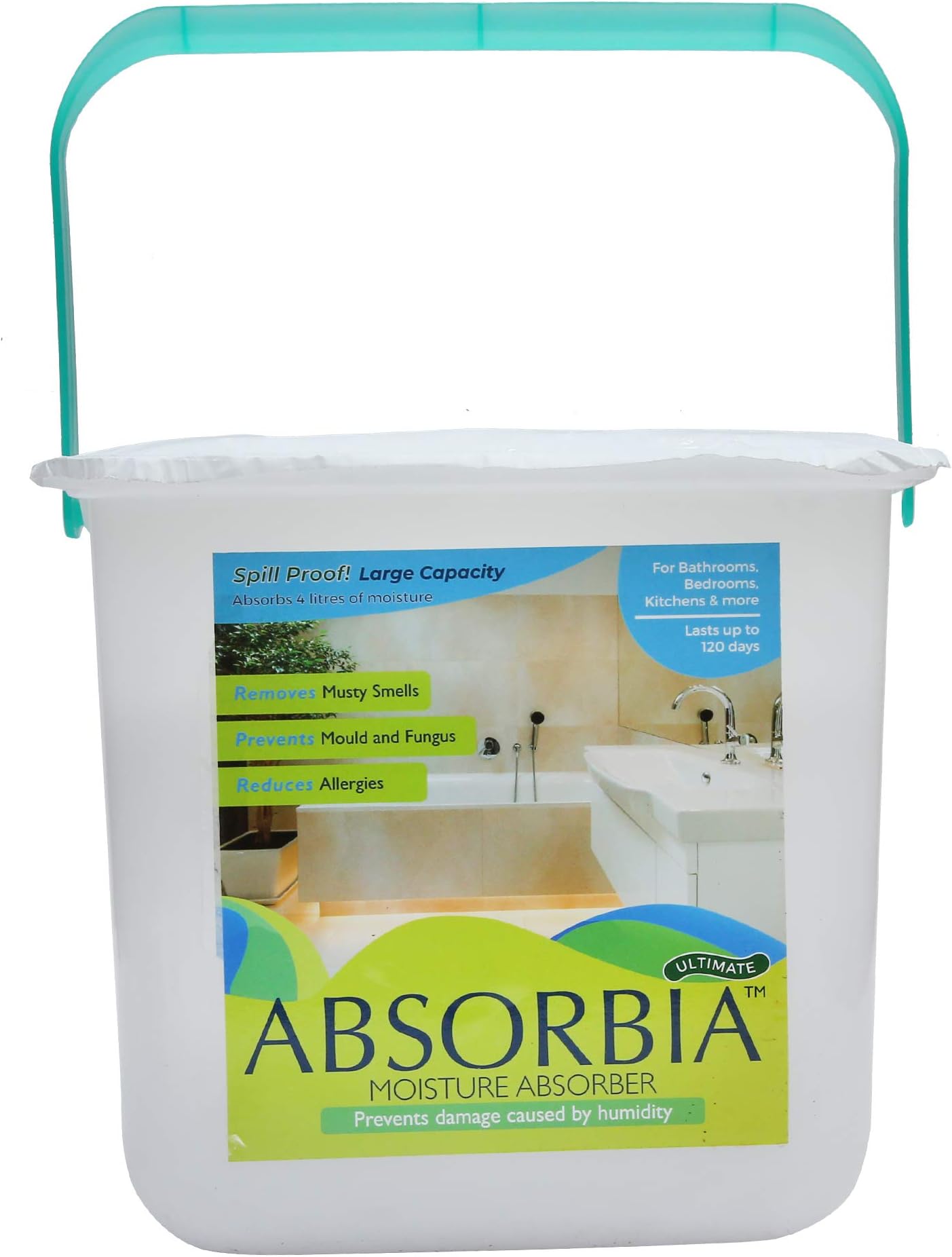 Absorbia Moisture Absorber | Absorbia Ultimate 2000gms | Absorption Capacity 4L | Non-Electric Dehumidifier for Large Areas, Bedrooms, Living Room & Dining Room| Fights Against Moisture, Mould