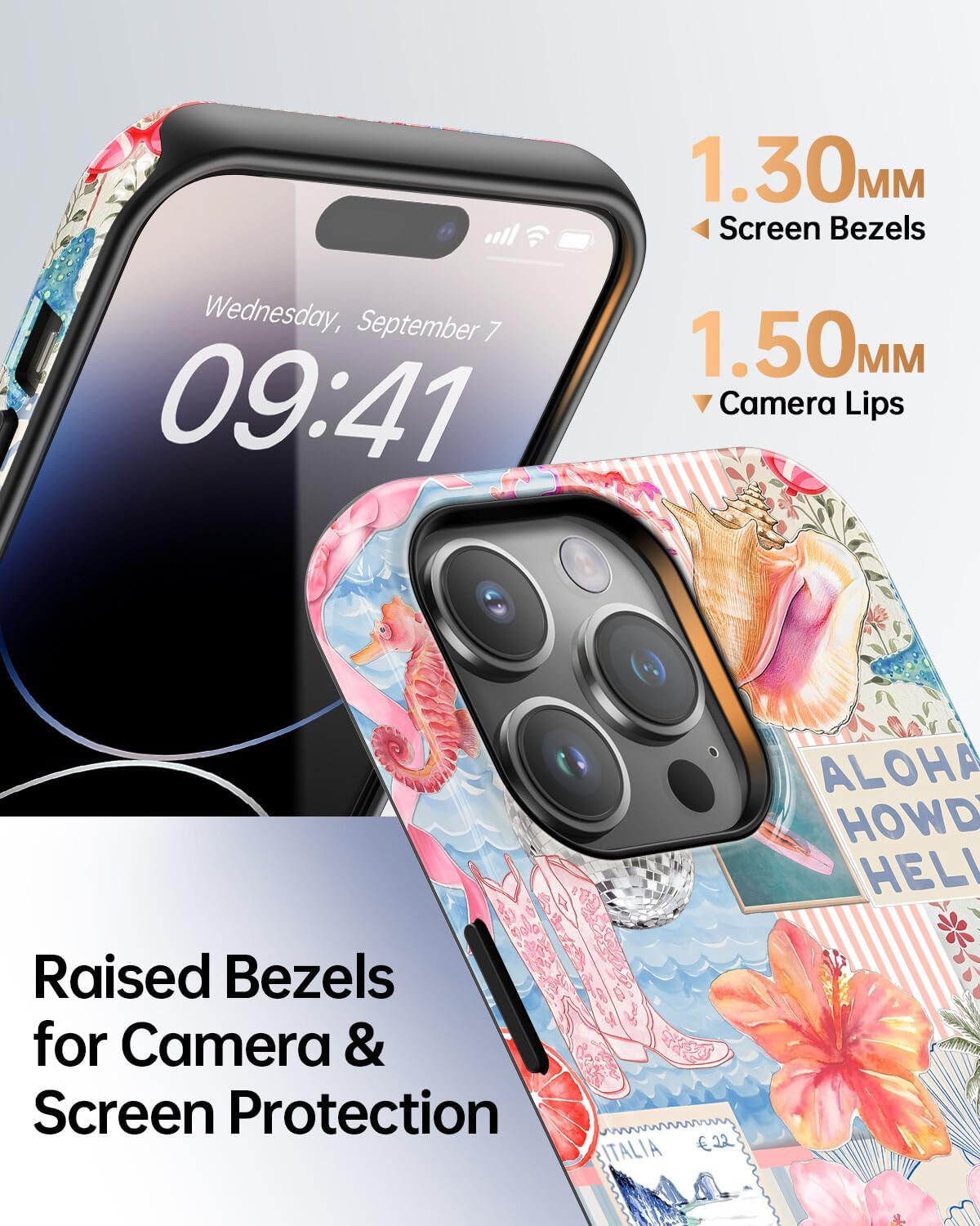 for iPhone 14 Pro Case, Cute Aesthetic Beach Ocean Seashell Collage Summer Phone Case, Compatible with Magsafe, Trendy Coastal Magnetic Slim Shockproof Protective Women Girl Men Cover image 5