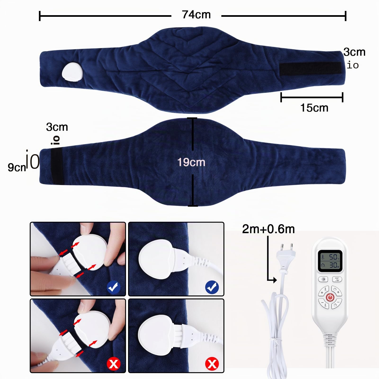 JOBYNA Termoforo Cervicale Elettrico, Cuscino Termico, Termoterapia Scaldacollo Cuscino Cervicale Termico per Alleviare il Dolore, 5 secondi Riscaldamento Rapido, 30-70 ℃ e 10-90 minuti Regolabile