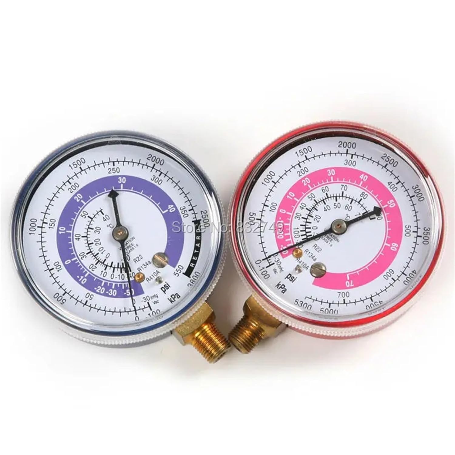 2 PCS R134A R22 R410A Air Conditioner Refrigerant Low&High Pressure Gauge PSI KPA Refrigeration Pressure Gauge Coolant