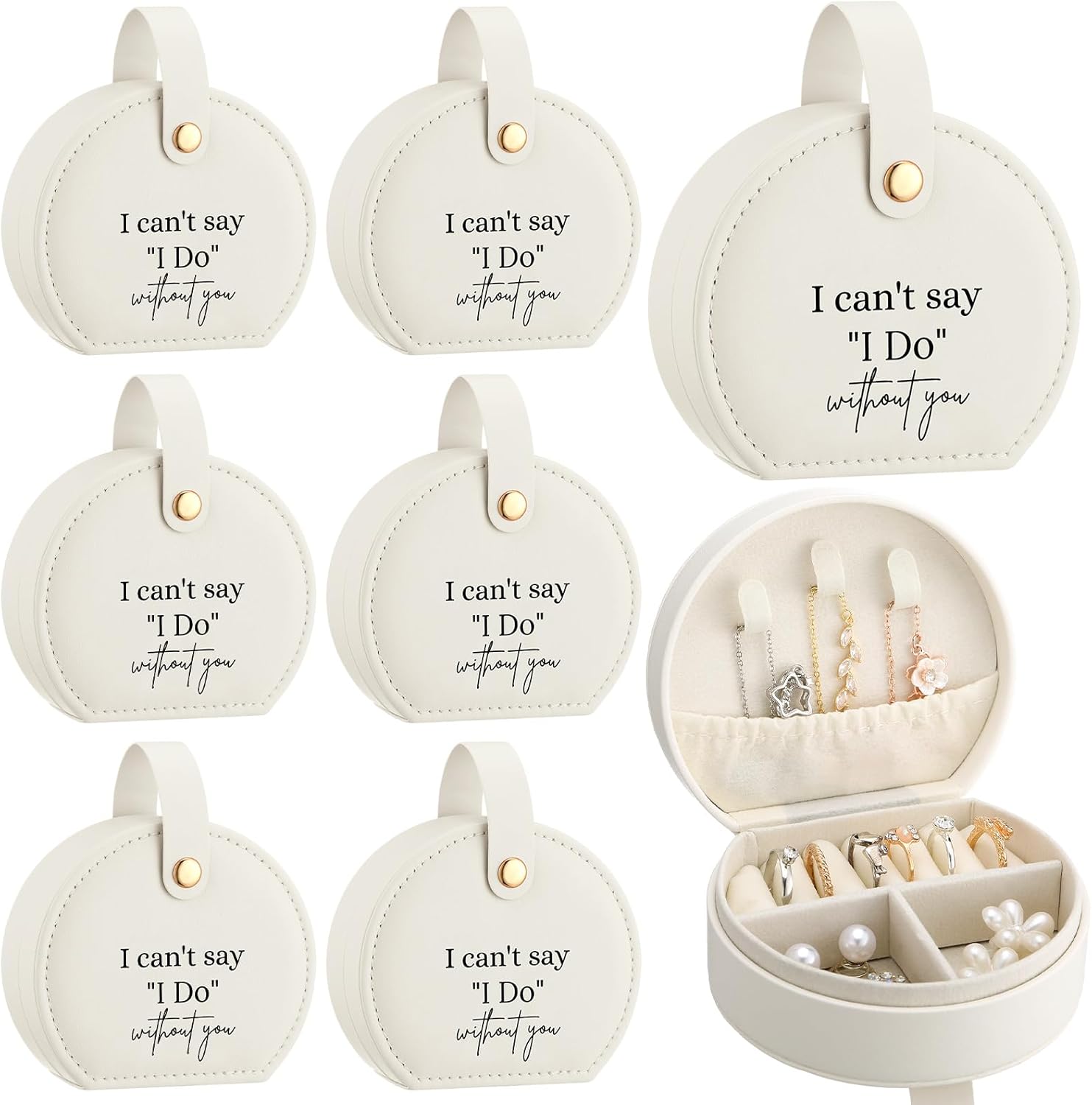 Colingmill 6 Pcs Bridesmaid Proposal Gift Travel Jewelry Box I Can't Say I Do Without You Jewelry Case for Women Wedding Gift