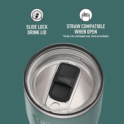 Miniatura 4 de THERMOS ICON SERIES, vaso frío de acero inoxidable con cierre deslizante, 24 onzas, abeto