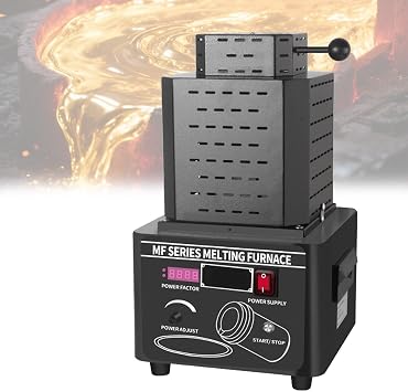 Electric Digital Melting Furnace Medium Frequency Induction Metal Smelting Machine 5000w Metal Melting Furnace for Jewelry Precious Metals Gold,Black-2kg