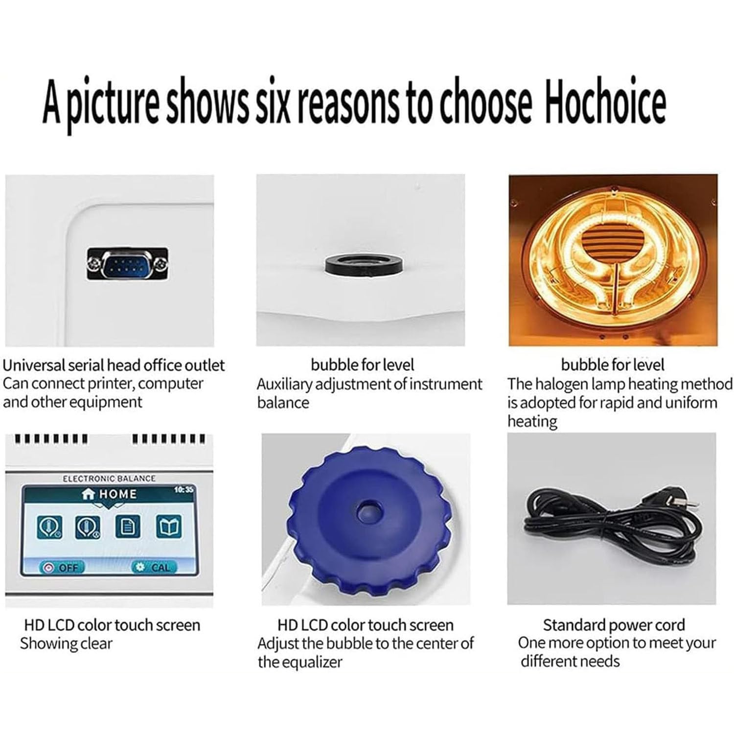 LQQYJSM Digital Halogen Moisture Analyzer, 0.02% Readability, Tester Halogen Moisture Meter with Digital Touch Screen, Temperature Control 60-160 ?, for Powder/herb/Tea/Meat/Food,100g/0.005