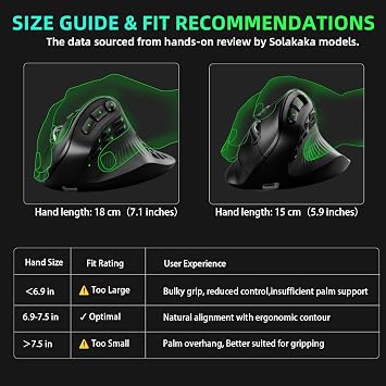 SOLAKAKA E9 PRO Ergonomic Vertical MMO Mouse with 10 Side Buttons,Black | 24800 DPI,45 Vertical Grip,Tri-Mode 2.4G/BT/USB-C,RGB,Web Driver,Programmable Macros for PC/Mac