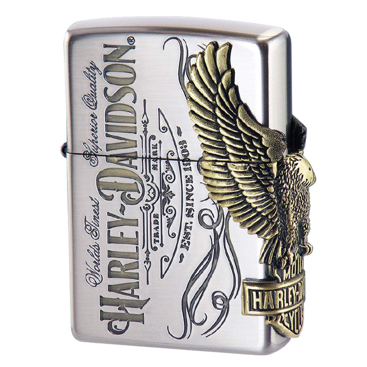 Zippo Harley Davidson Japan Limited 3-Side Oxidized Brass Eagle Metal HDP-75, Brass, Metal