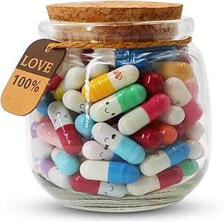 Prounion Mensaje Letras Cápsula en Botellas de Vidrio, 100 PCS Bonitas Capsule Letters Message Love Happy Letter Pill para Novio, Novia Aniversario, Cumpleaños, San Valentín, Día de la Madre