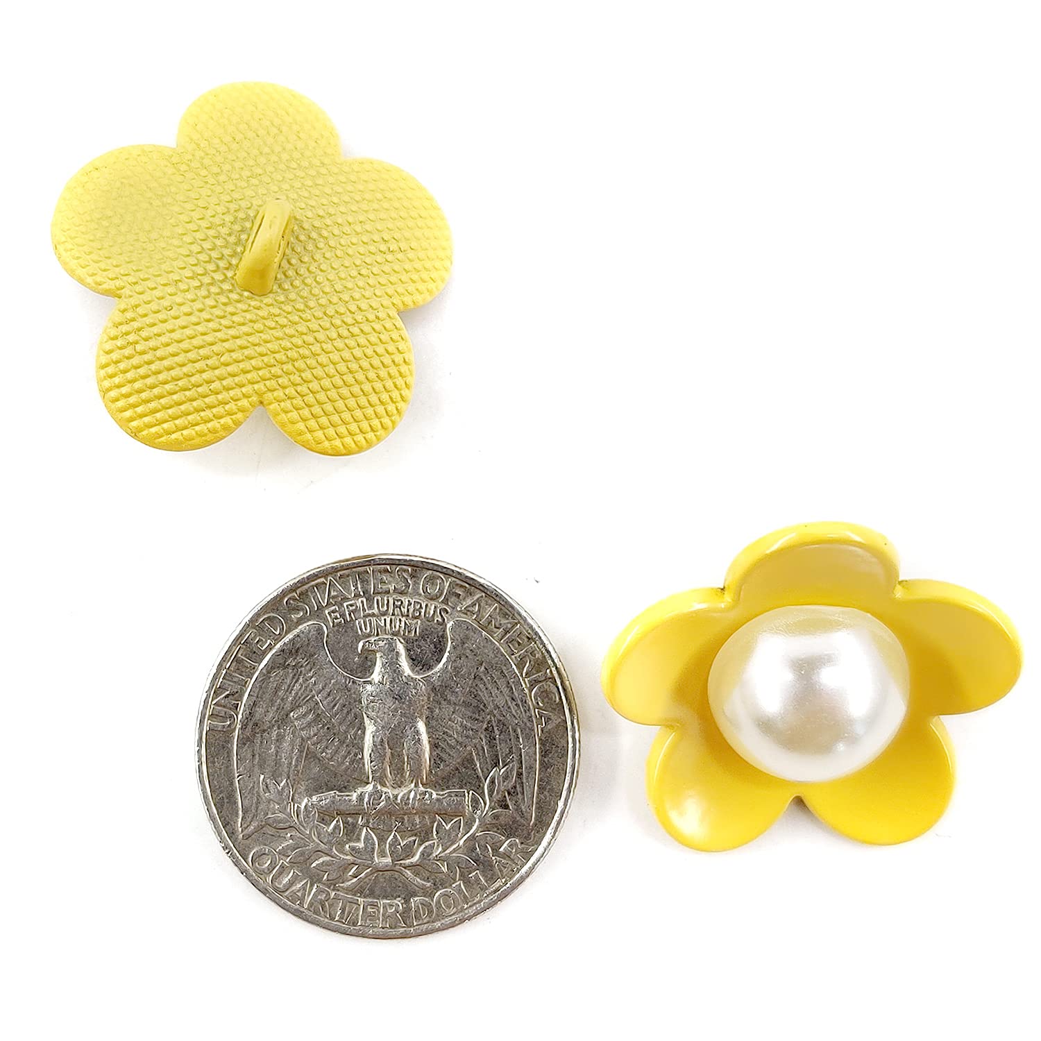 Craftisum Cute Yellow Flower Sewing Buttons - 20 Pcs, 25mm (1 Inch), Shank Back - View #6