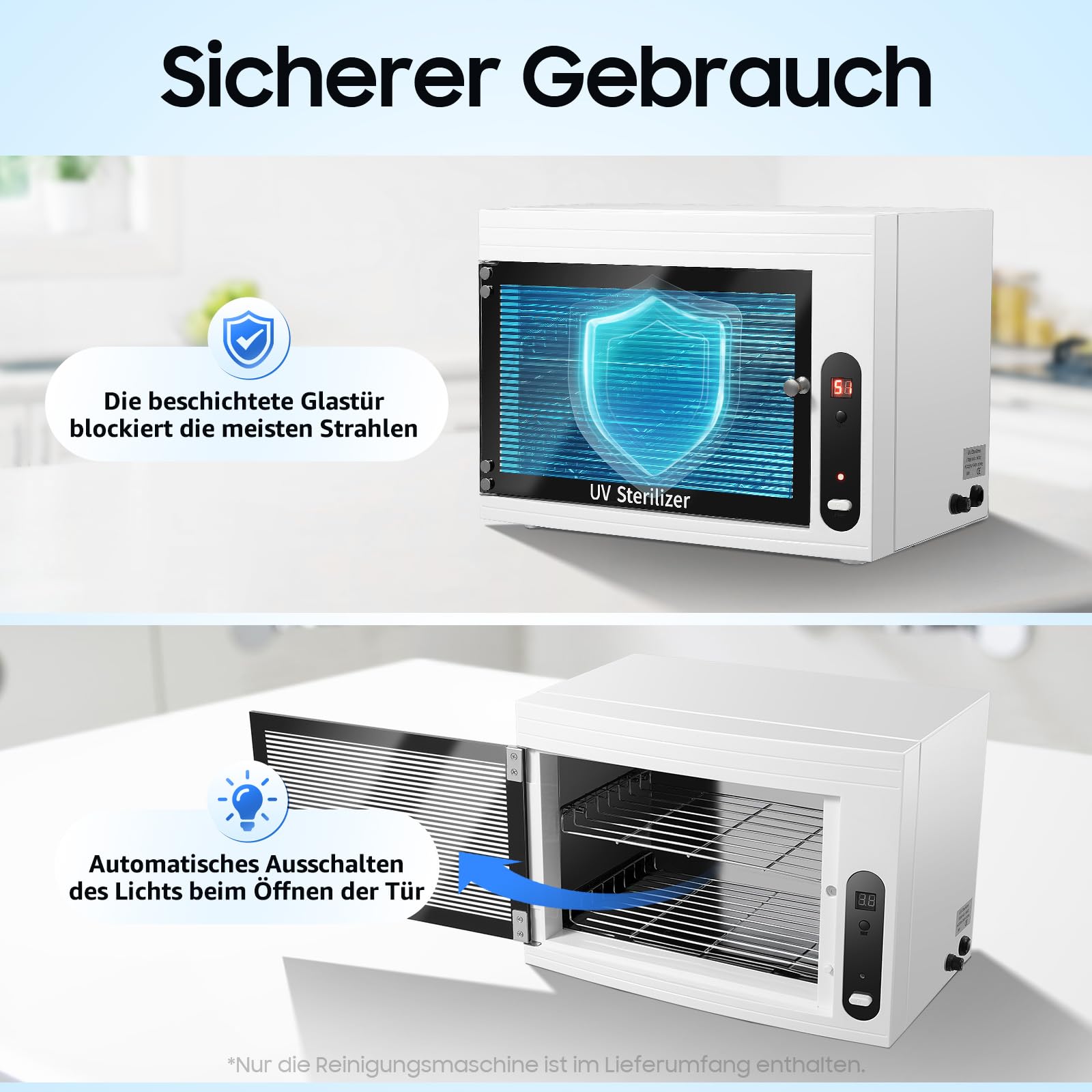 Armadio disinfettante professionale con ozono UV – Sterilizzatore 3 in 1 con display LCD e 3 funzioni timer – Per telefoni cellulari, maschere, gioielli uccidere germi grazie ai LED UV e all'ozon ad