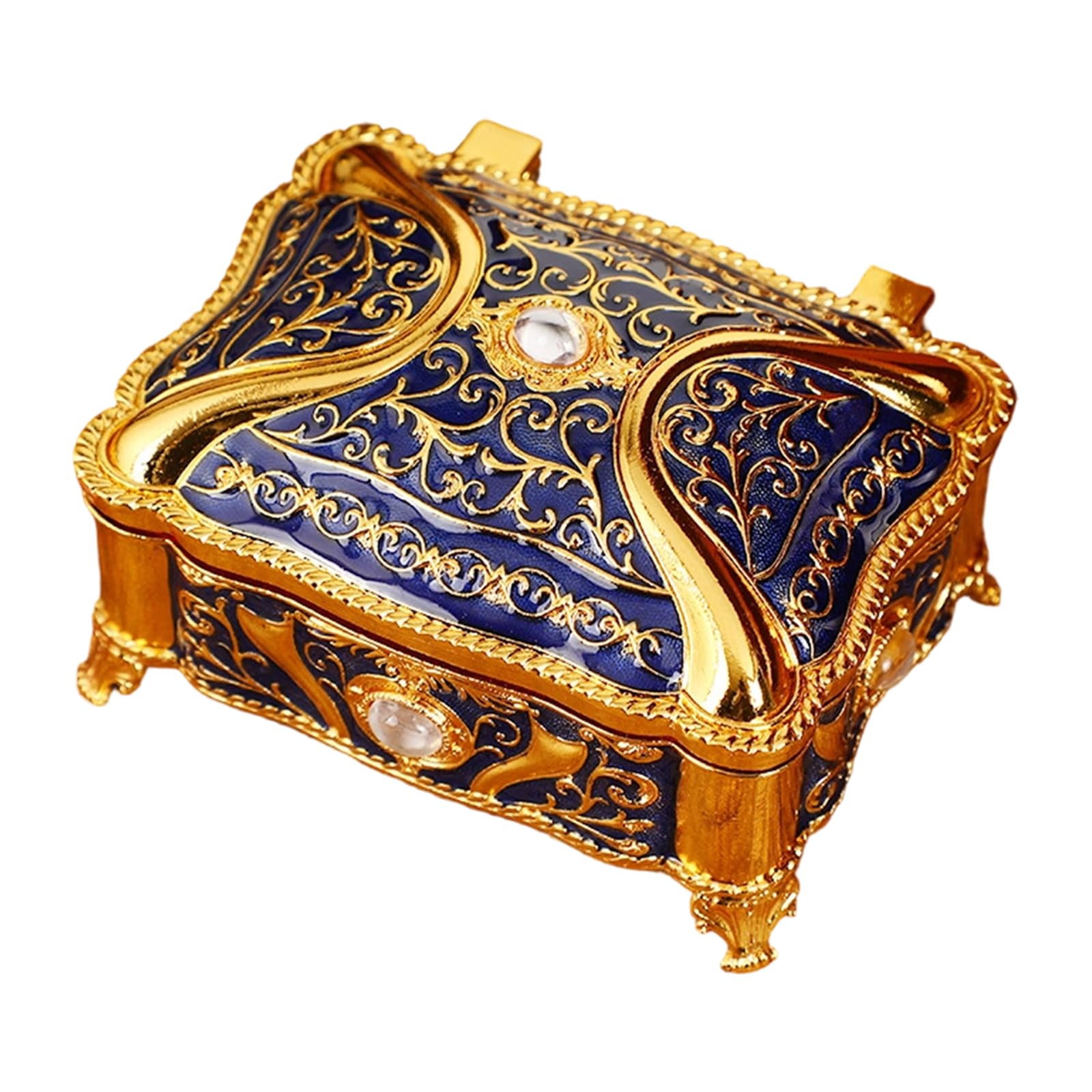TQUXNGA Sturdy Alloy Jewelry Storage Box Featuring Enameled Floral Pattern Elegant Jewelry Display Case