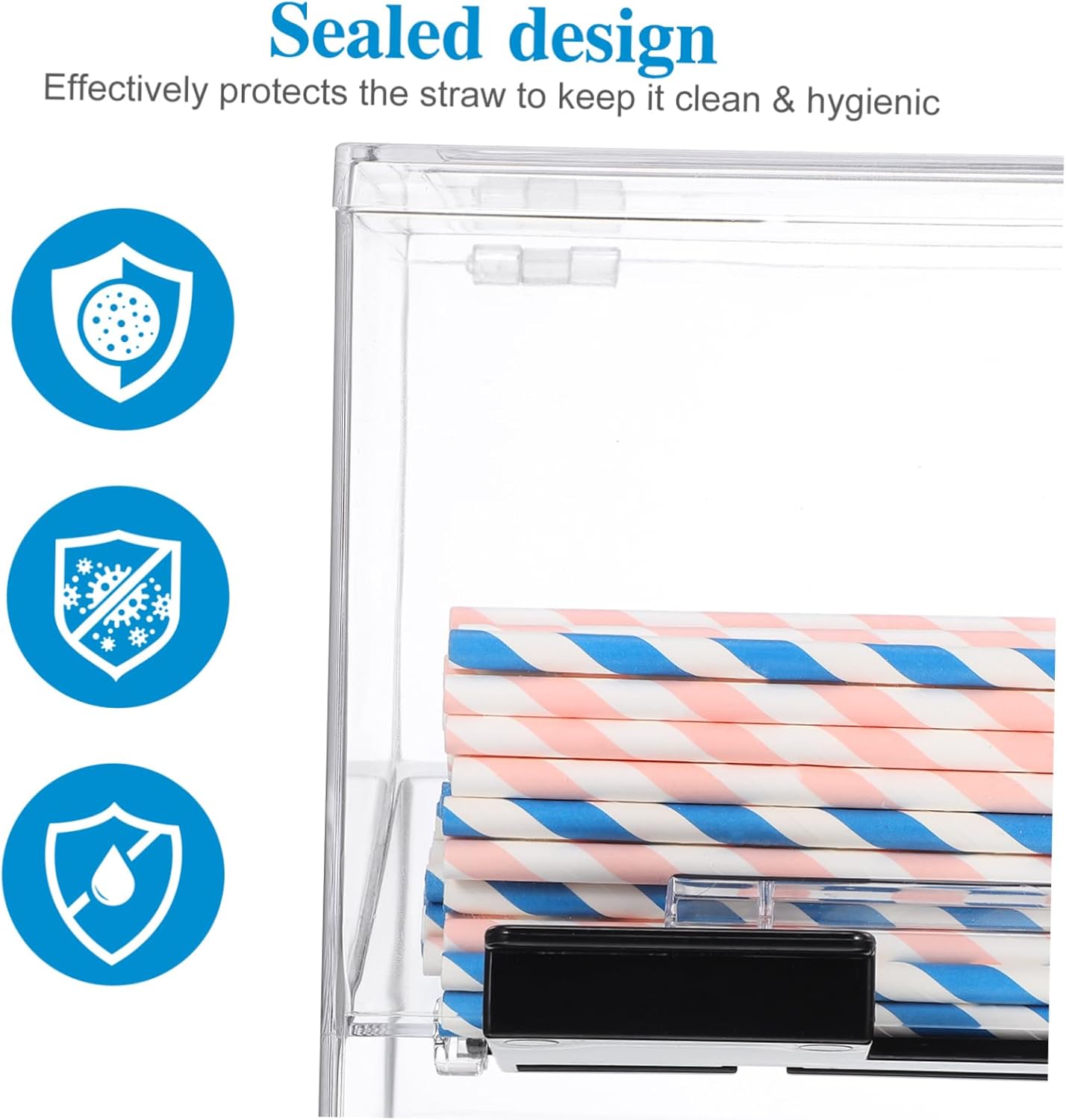 Transparent Pressing Storage Holder for Straws Outlet Design for Various Compact Non-slip Base for Shops Restaurants and Snack Bars
