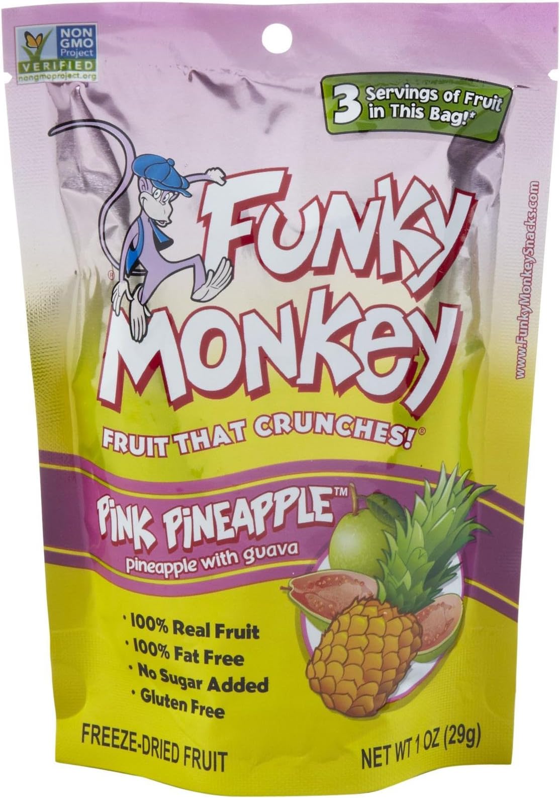 Funky Monkey Snacks Pink Pineapple Freeze Dried Fruit, 12 pk