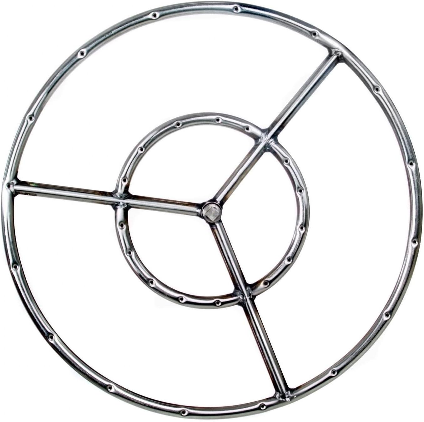 19-inch Stainless Round Double Natural Gas Fire Pit Ring Burner