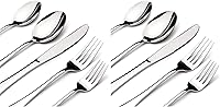 Vista 11 de Juego de cubiertos para 8, 40 piezas de cubiertos de acero inoxidable resistente, incluye cuchillo de carne, tenedor y cuchara, apto