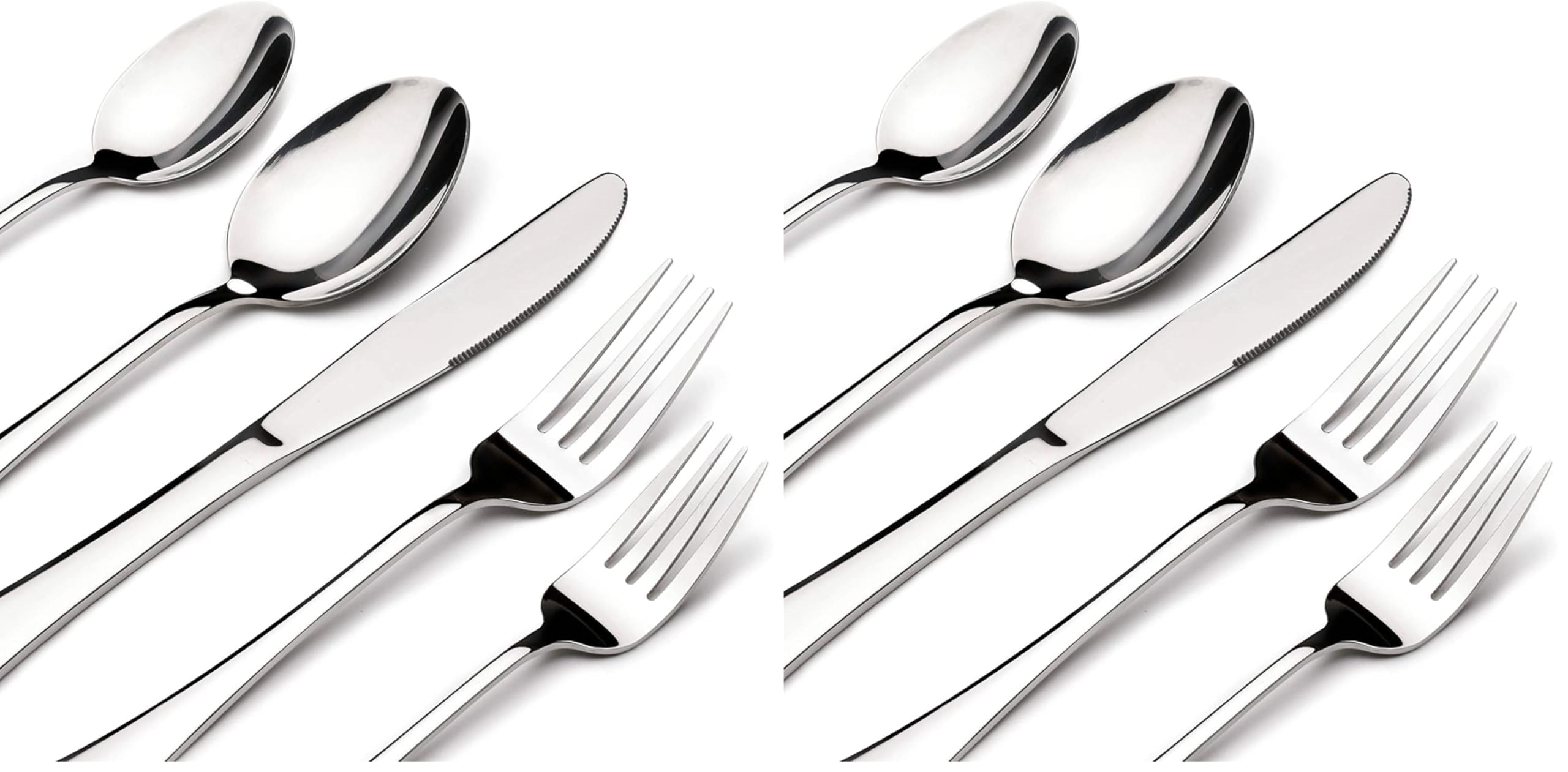 60 Piece Silverware Set for 12, Heavy Duty Stainless Steel Flatware Utensils Cutlery Set Including Steak Knife Fork and Spoon, Dishwasher Safe，Gift Package for Wedding Housewarming (Pack of 2)