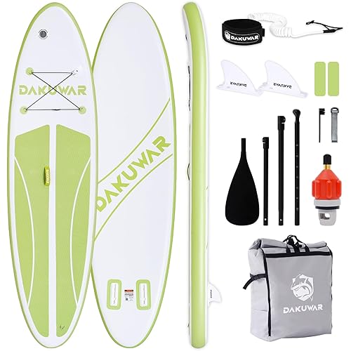 DAKUWAR Paddle Board 10'6''/10' Inflatable Stand Up Paddle Boards with SUP Accessories Ultra-Light Paddleboard Non-Slip Comfort Deck for Adults & Youth of All Skill Levels