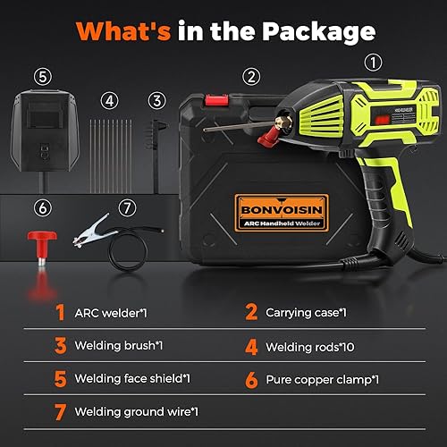 Miniatura 6 de Bonvoisin Máquina de soldadura de mano, soldador portátil de 110 V con inversor IGBT herramienta de soldadura de pantalla digital con ajuste de
