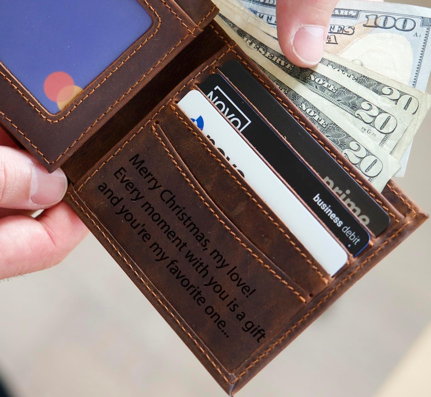 Custom Leather Wallets For Men, RFID Blocking Bifold Wallet, Personalized Gifts for Dad, Husband, Son, Boyfriend, Grandpa, Fathers Day Gift, Christmas Gifts, Valentines Day Gifts - Image 4