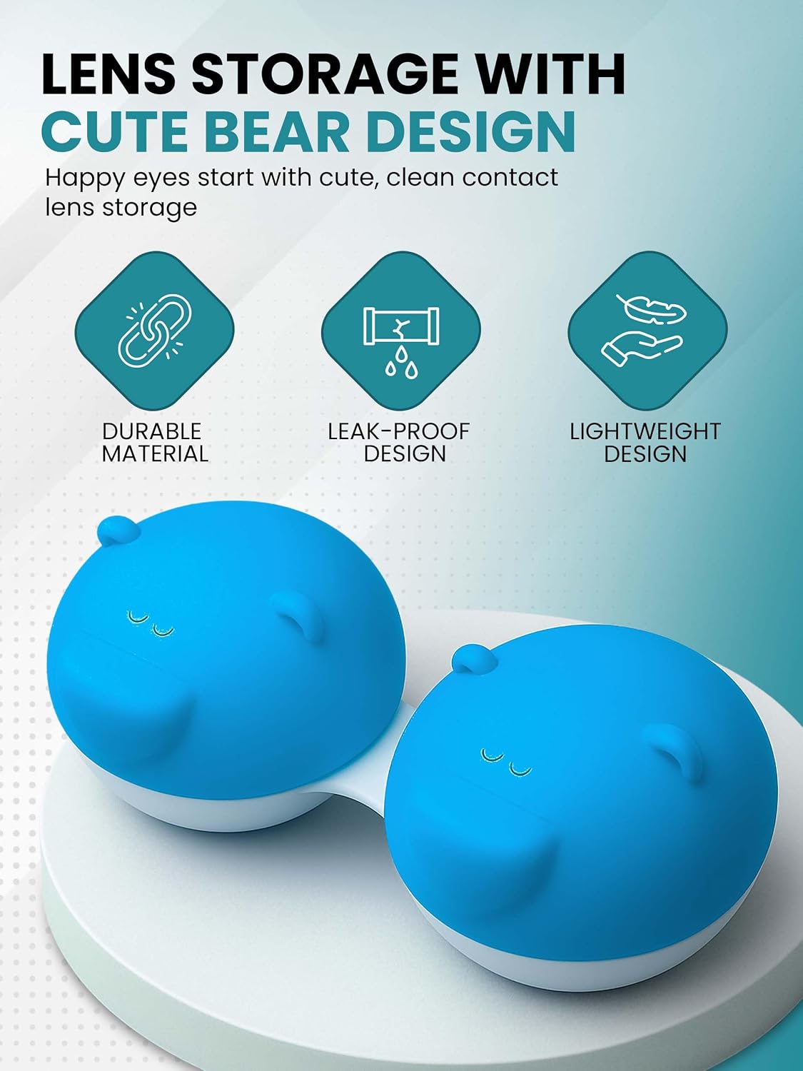 SPORTS WORLD VISION 3PCS Blue Bear Range Contact Lens Cases | Cute Animal Lens Holder Case | Lightweight, Portable & Distinctive Design |Contact Lens Travel case, Storage/Soaking Lens Solution Box