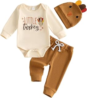 Madjtlqy Little Dude Newborn Baby Boy Fall Clothes Long Romper Bodysuit Jogger Pants Set 3Pcs Infant Coming Home Outfit