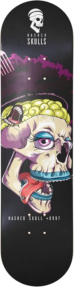 Shape de Skate Profissional 8.37 Hashed Skull #0997 Deck Maple Canadense 7 Lâminas Alta Resistência