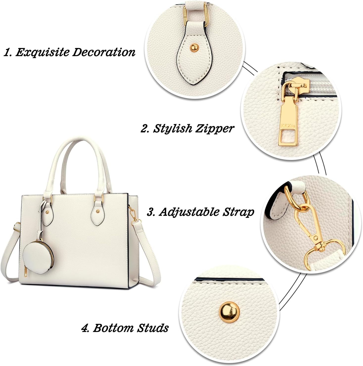 KKXIU Purses and Handbags for Women Vegan Leather Tote Shoulder Bag Ladies Top Handle Satchel with Coin Purse - Image 5