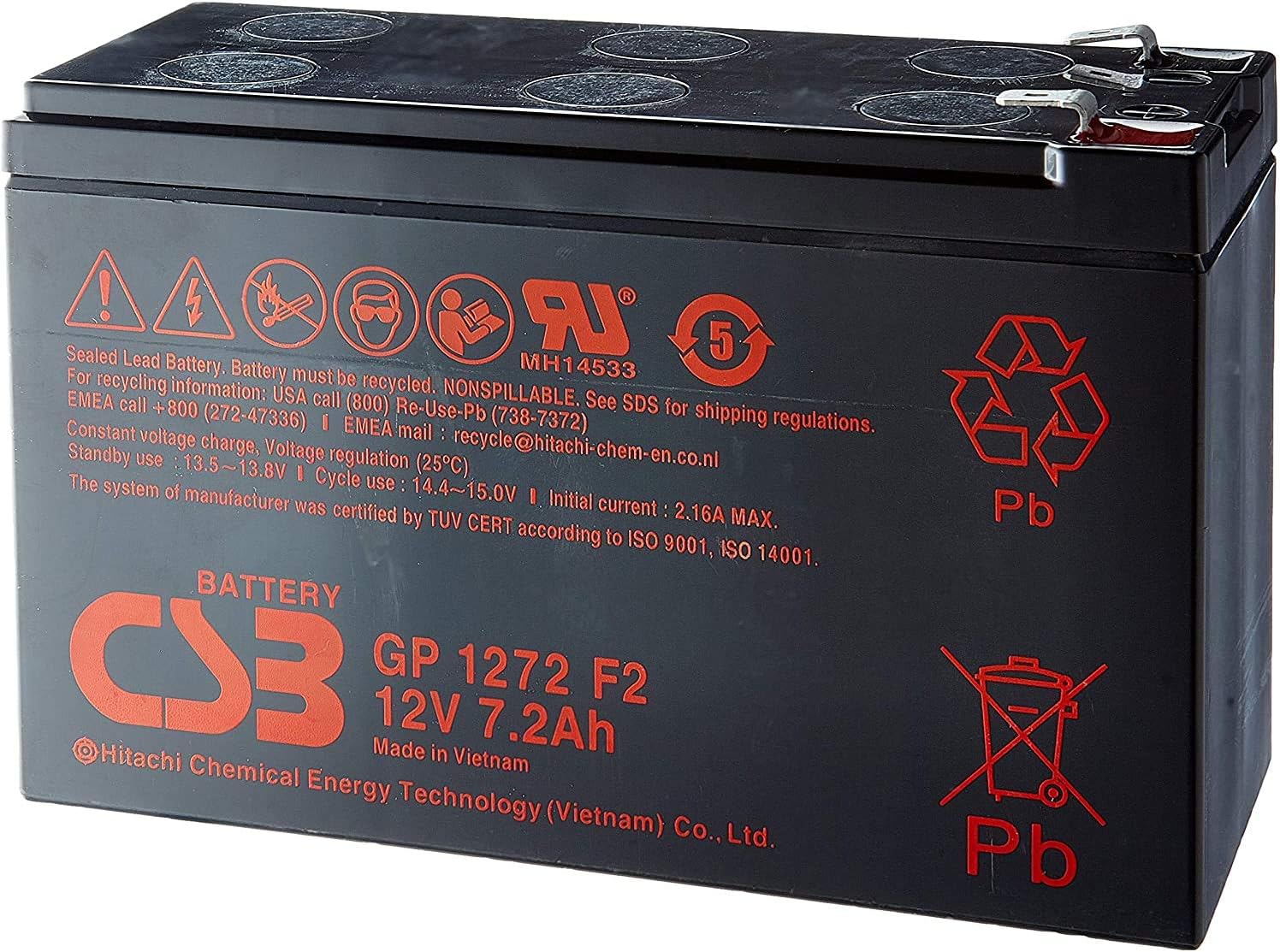 CSB Battery - Lead Battery CSB 12V 7.2Ah GP1272 F2 - GP1272F2