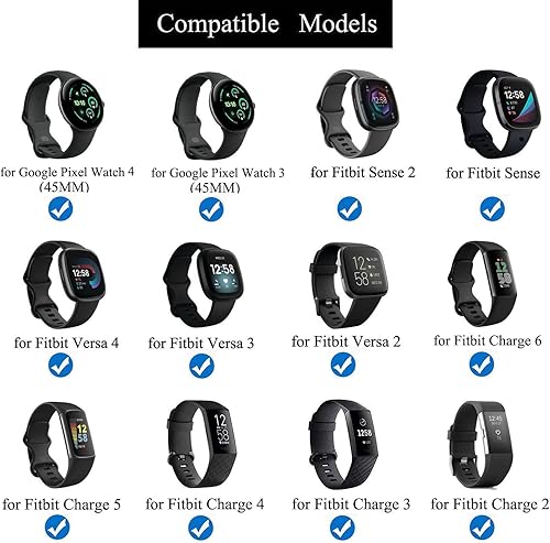 Miniatura 5 de Bandas extensoras de 0.876 pulgadas para Google Pixel Watch 4 3 o Fitbit Sense 1 2/Versa 2 3 4/Charge 2 3 4 5 6, extensores de silicona para muñeca