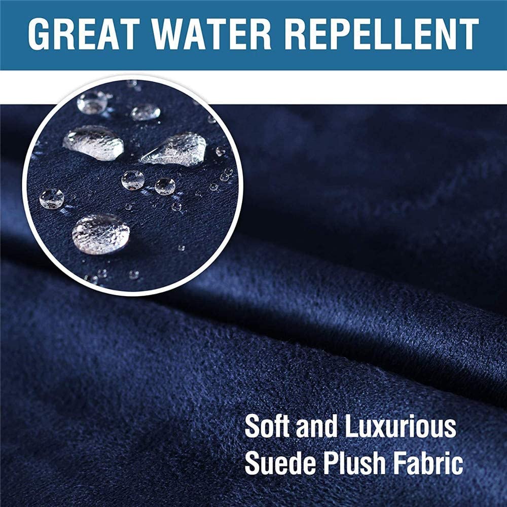 Suède eetkamerstoelhoezen, eetkamerstoelhoes, waterbestendige fluwelen stoelhoezen voor eetkamer, zachte rekbare verwijderbare stoelbeschermer met hoge rug (kleur marineblauw, maat set van 4