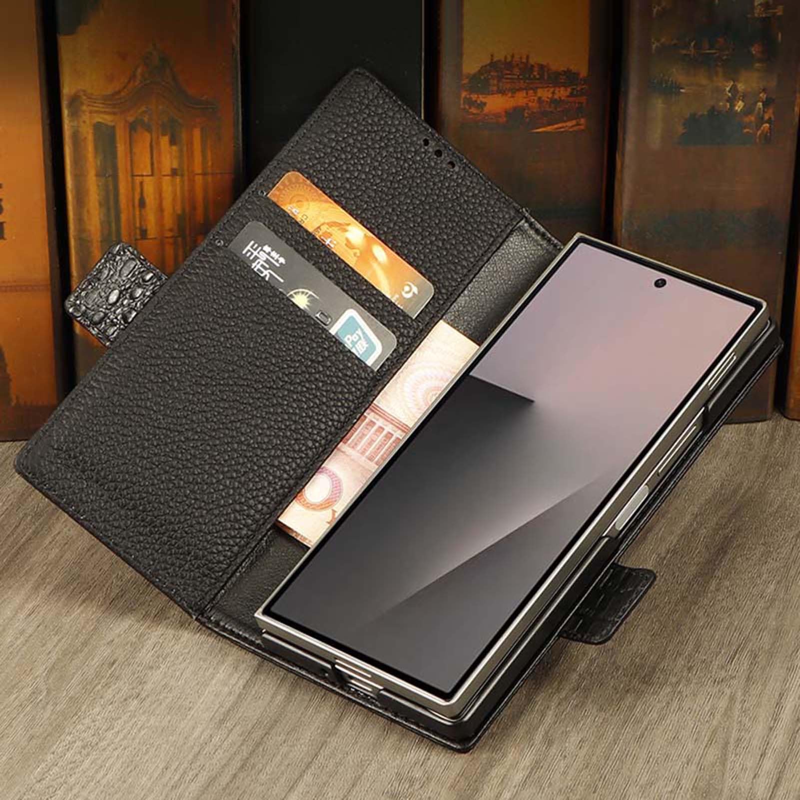 Etui portfelowe do Samsung Galaxy Z Fold 8 Ultra, prawdziwa skóra etui z
