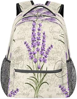 Mochilas escolares lavanda para meninas, estudantes, resistente à água, bolsa escolar de viagem com marca postal para mulheres/homens, mochilas universitárias, Multi, Medium