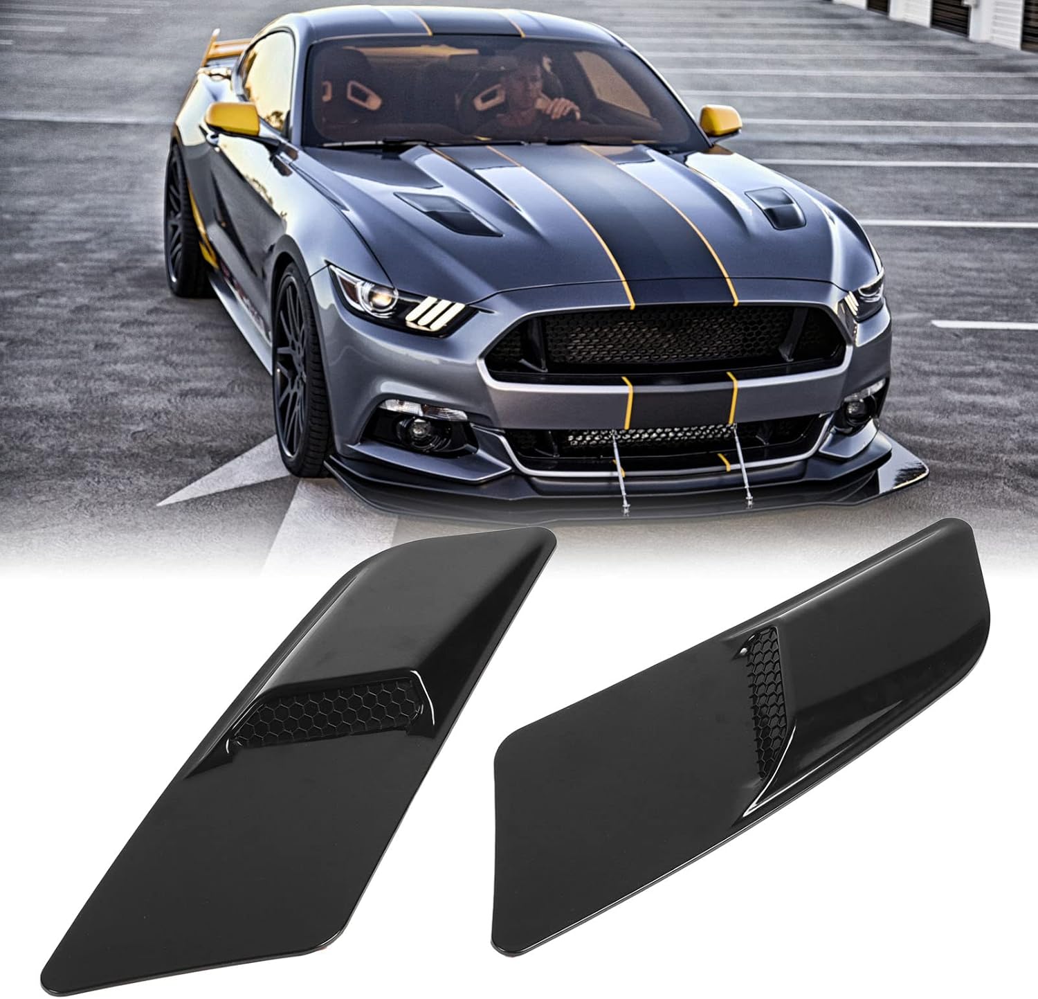 2 Pcs Engine Bonnet Air Vent Cover Front Bonnet Decoration Enhanced Airflow Hood Scoops Air Vent Cover Replacement for 2015 to 2017