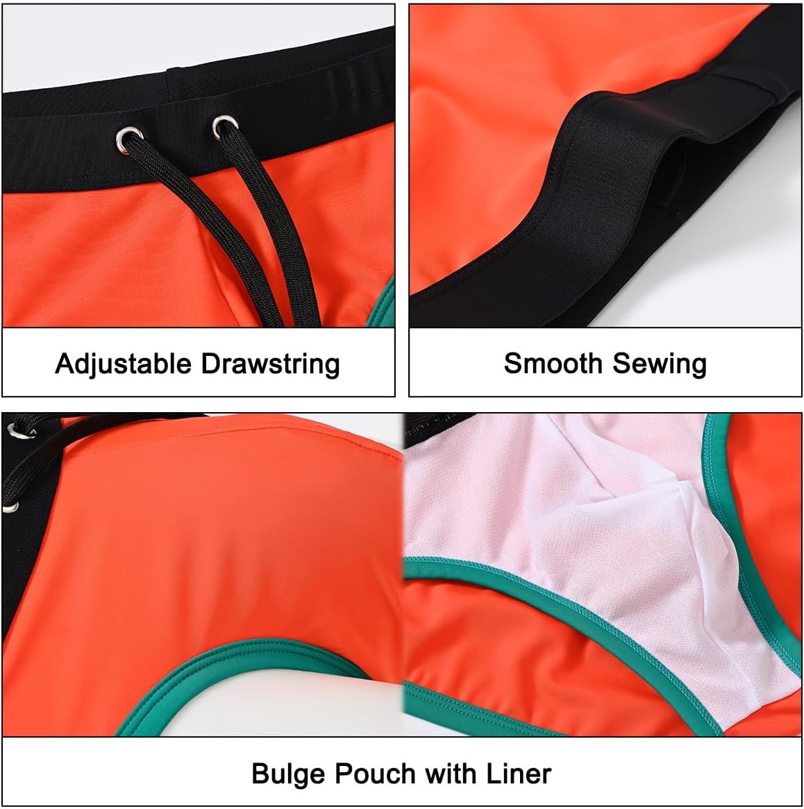 Men's Swim Briefs Color Block Sexy Bikini Swimsuit Low Rise Beach Swimwear with Drawstring - Image 4
