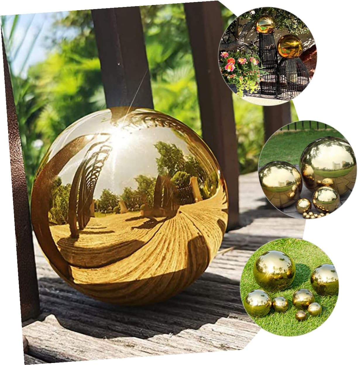 BESPORTBLE 8Pcs Outdoor Mirror Balls Stainless Steel Hollow Reflective Spheres Polished Garden Decor Including for Patio Lawn Decoration