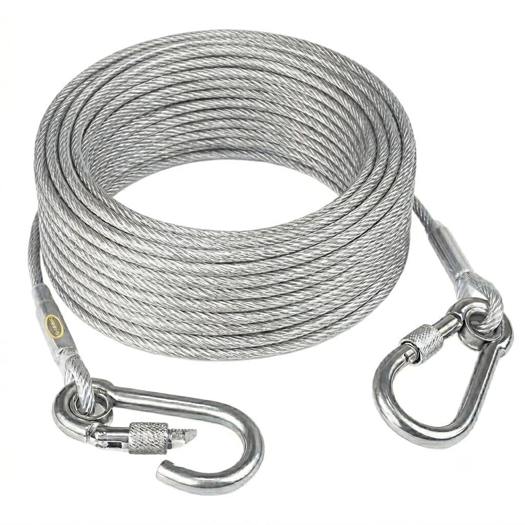 Heavy-Duty Stainless Steel Clothesline with Carabiner Hooks | Rust-Proof Thick Laundry Drying Rope | Extra-Strong Clothes Line for Balcony, Camping, Dorm & Home Use (Wire 10MTR)-image-32