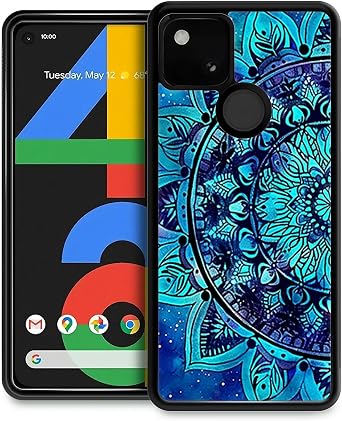 Compatible with Google Pixel 4A 5G Case,Mandala Flower Blue Bohemian Amazing Pattern Design Shockproof Anti-Scratch Hard PC Back Case for Google Pixel 4A 5G