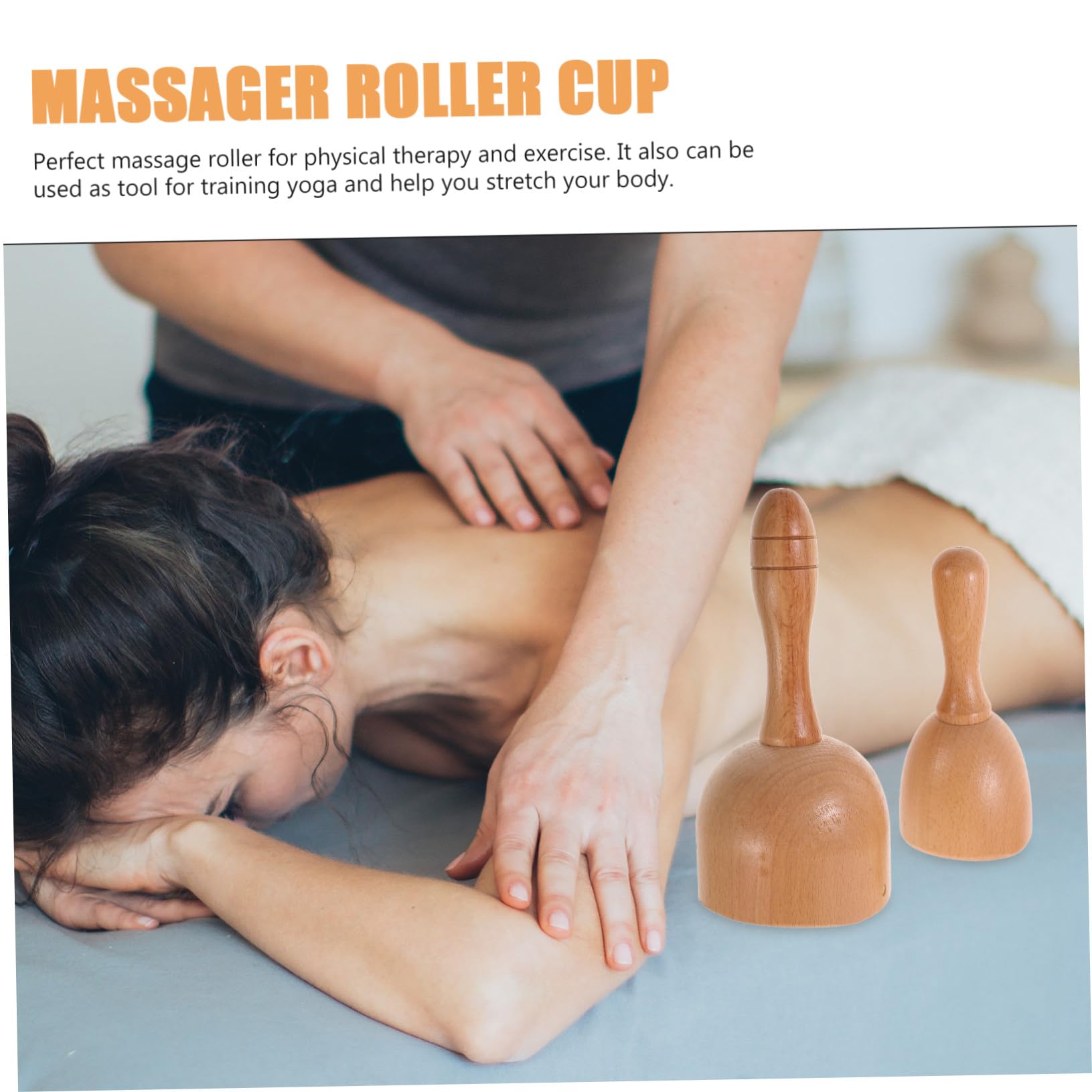 Rodillo Masajeador Corporal de Madera 2 Piezas Pequeño Mango Antideslizante, Herramienta Manual para Masaje de Espalda y Músculos, Uso en Casa y Gimnasio, Terapia Relajante