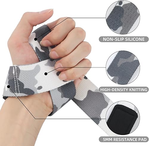 Miniatura 2 de SKDK Correas de levantamiento de muñeca de algodón duro para levantamiento de pesas, correas de peso muerto con neopreno acolchado para muñeca