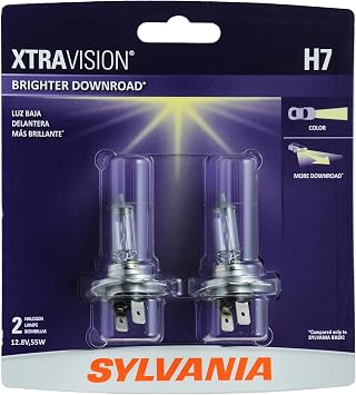 SYLVANIA H7 XtraVision Halogen Headlight Bulb, High or Low Beam, 2 Bulbs