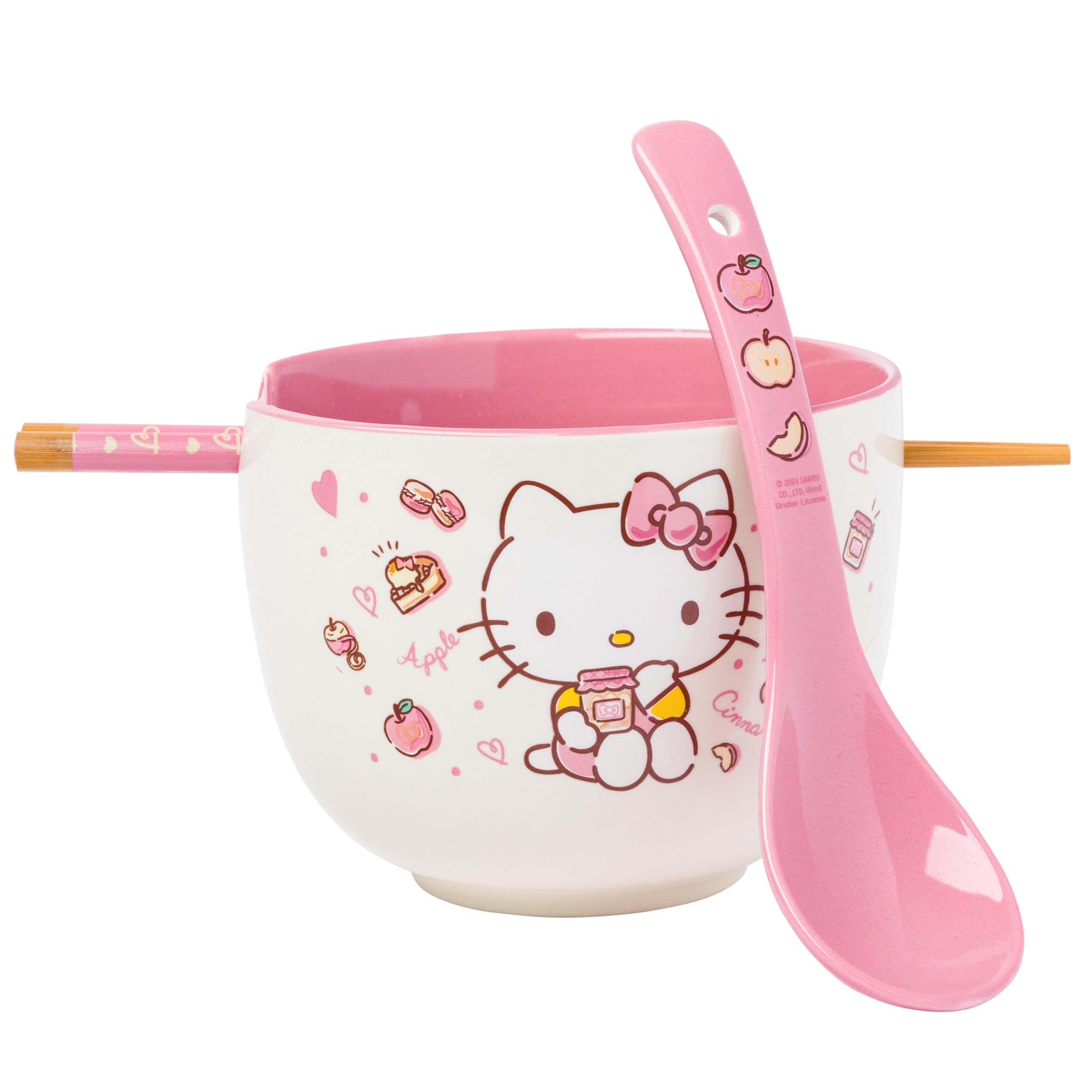 Sanrio Hello Kitty Apples and Cinnamon 20-Ounce Ramen Bowl and Chopstick Set
