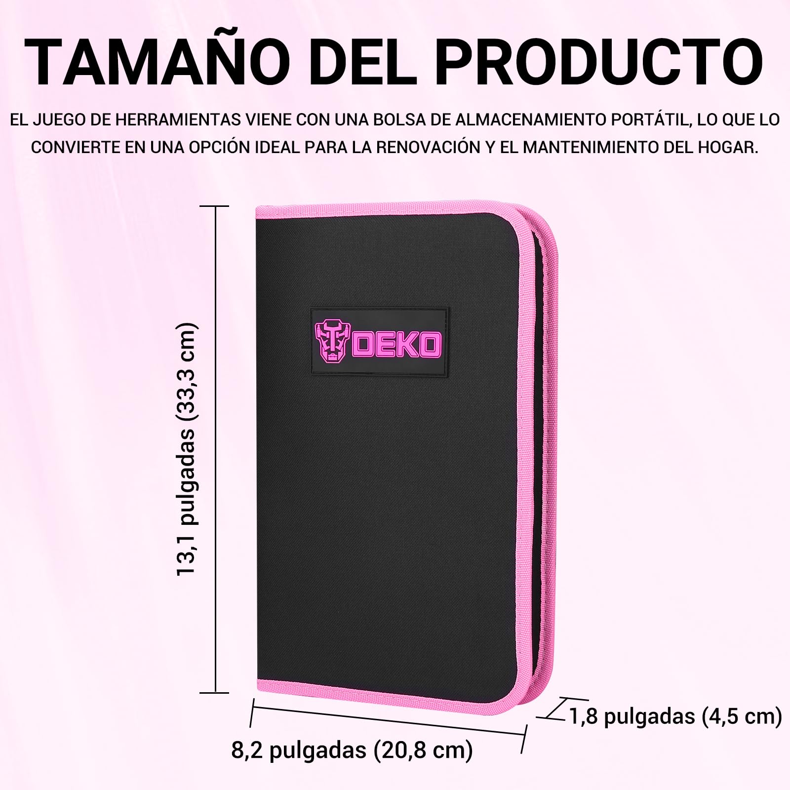 DEKO Juego Herramientas Rosa 110 Piezas, Kit de Herramientas básico para Damas para mujer con Bolsa de Transporte Fácil, para Bricolaje y Reparaciones Diarias