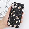 Retro Flower Chrysanthemum Leaf Phone Case For iPhone11 12 13 pro max x xr xsmax 6 7 8 plus SE20 Black Matte Silicone Cover - 2-for iPhone 7plus