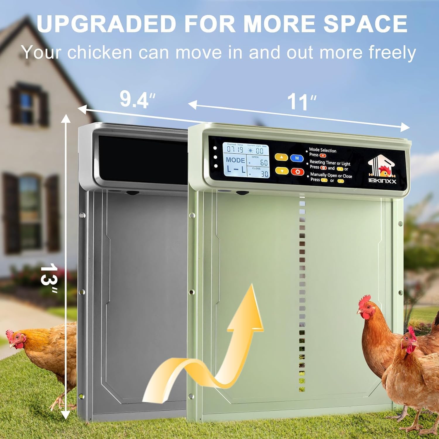 Chicken coop door dimensions 9.4 inches by 13 inches