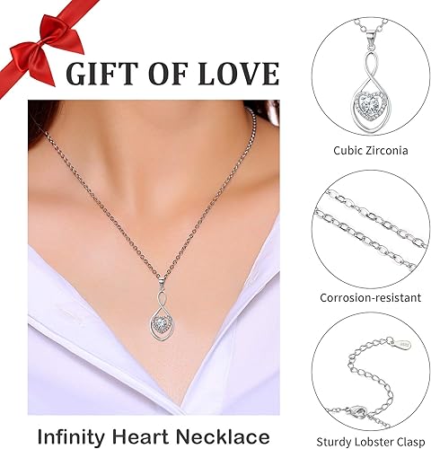 Miniatura 2 de Regalos para mamá, collar de mamá de hijahijo, collares de corazón infinito para mujeres, regalo del día de la madre para madrastrasuegra N01D