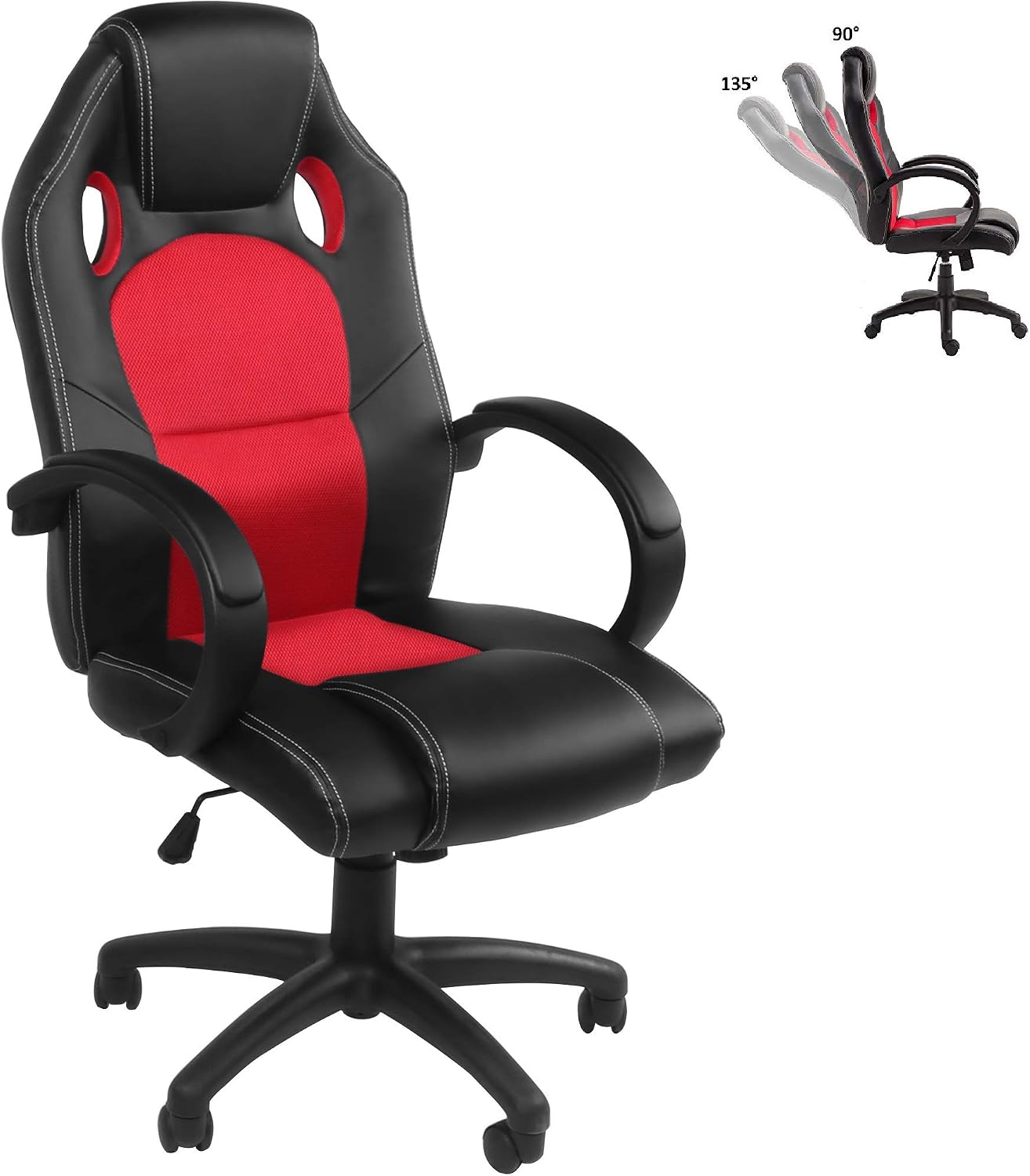 Leather Office Desk Chairs,Executive Office Chair,Ergonomic Desk Chair,Adjustable Computer Chairs,Tiltable Comfortable High Back Office Chair with Wheels,360°Swivel,Thick Seat