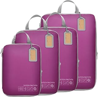 Cambond Compression Packing Cubes for Travel, 3-Piece Set, Space-Saving Luggage Organizer