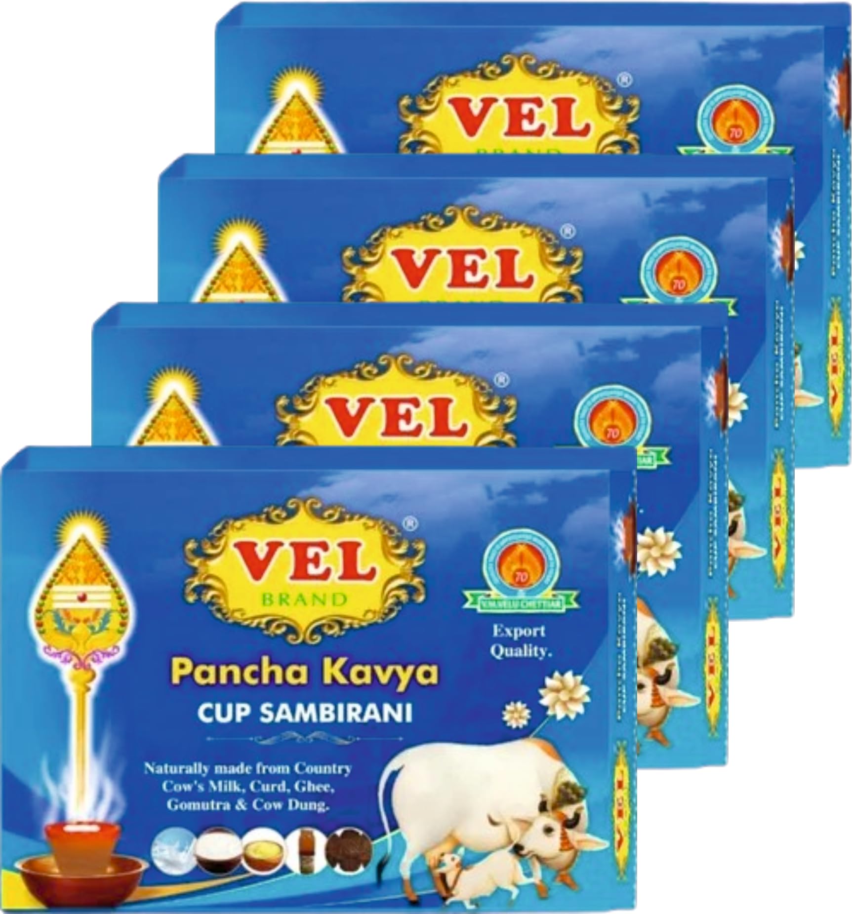 VEL - Havan Cup for Pooja 12 pcs Each (Pack of 4), Cow Dung Outer Shell Hawan Natural Herbs,Sambrani Dhoop Cup - Fragrance: Sandal-image-31