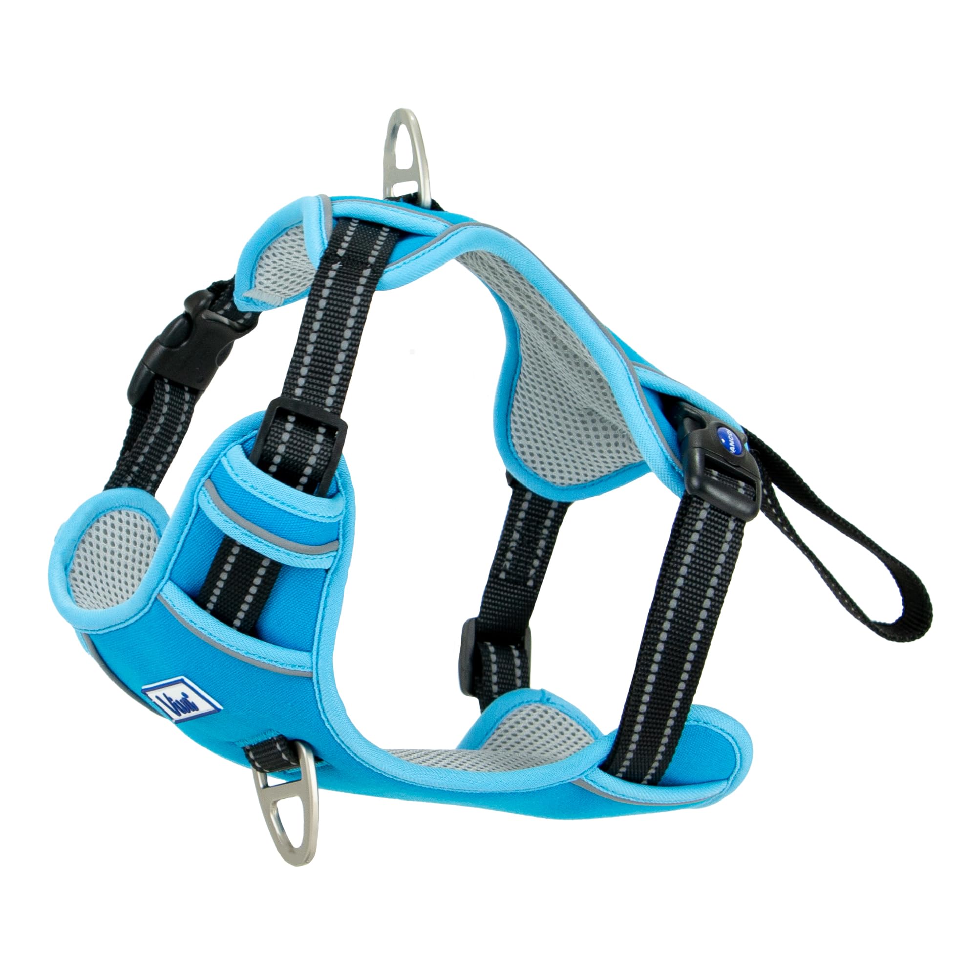 Ancol Viva Exercise and Travel Dog Harness in Blue - Comfortable Pet Accessory with Padded Chest and 2 Leash Clips - Large 60-85cm